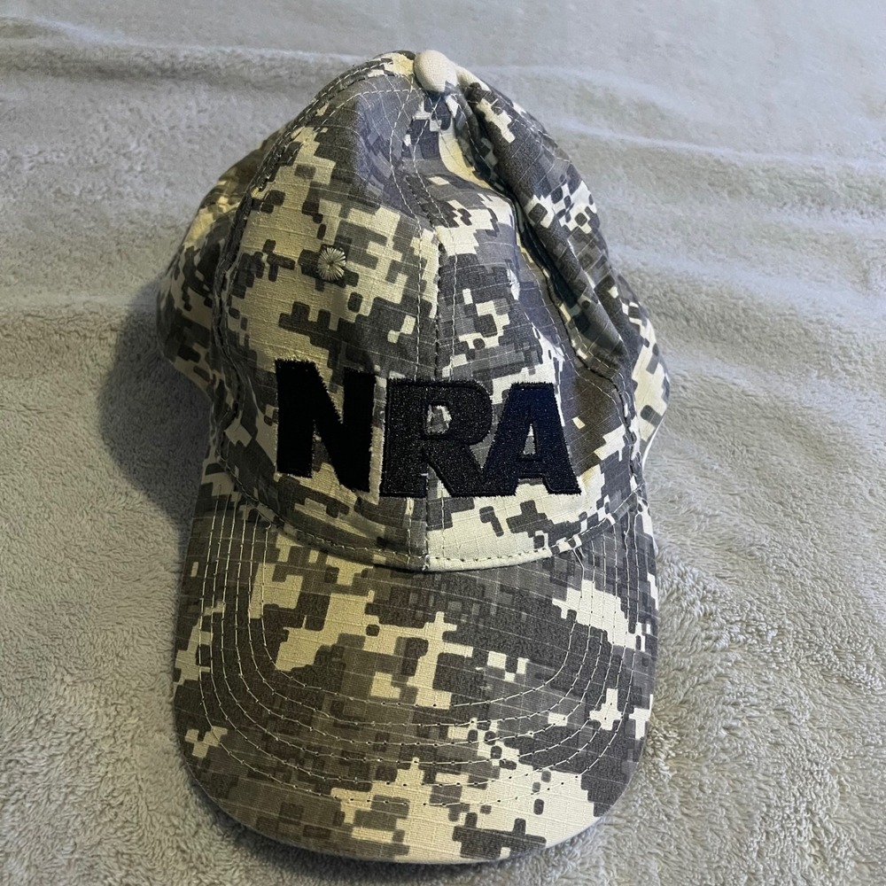 NRA Digital Camo Baseball Hat Adjustable Hook and Loop Strapback EST 1871 Gray